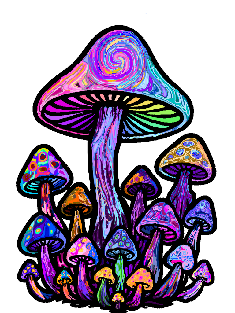 一点物/キノコ柄サイケデリックTシャツ