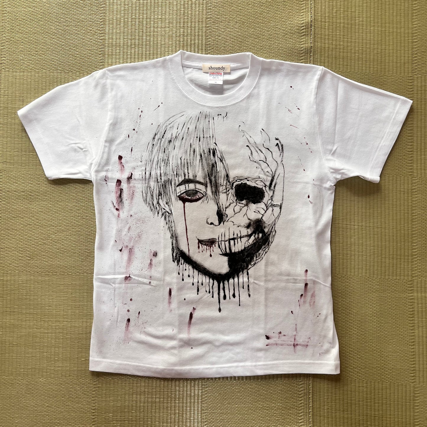 ホラーフェイス ペイントTシャツ / Mサイズ・一点物