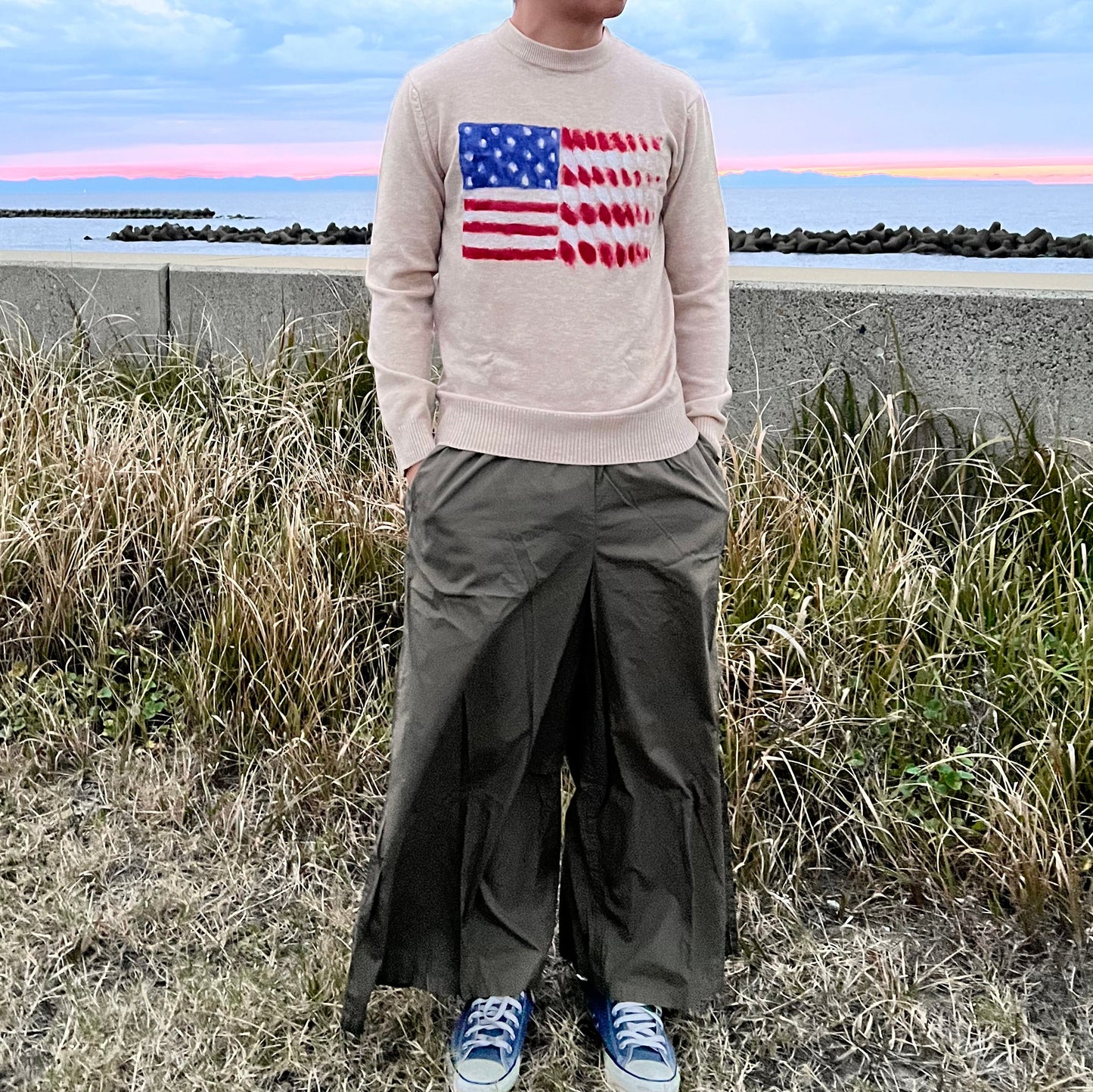 アメリカン国旗ニットセーター〈一点物〉