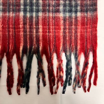 ニットマフラー　クリスマスレッドグリッド