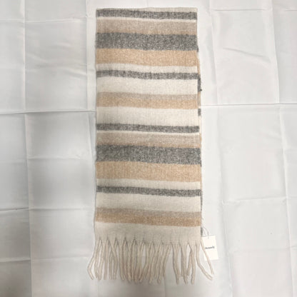 ニットマフラー　明るめカラーストライプ