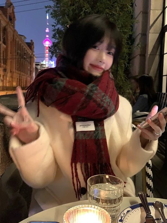 ニットマフラー　クリスマスチェック