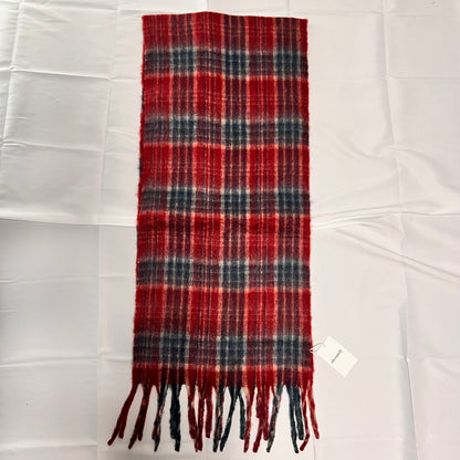 ニットマフラー　クリスマスレッドグリッド