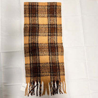 ニットマフラー　ブラウンチェック柄