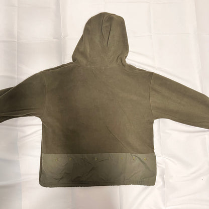 フリースハーフジップフード付きパーカー