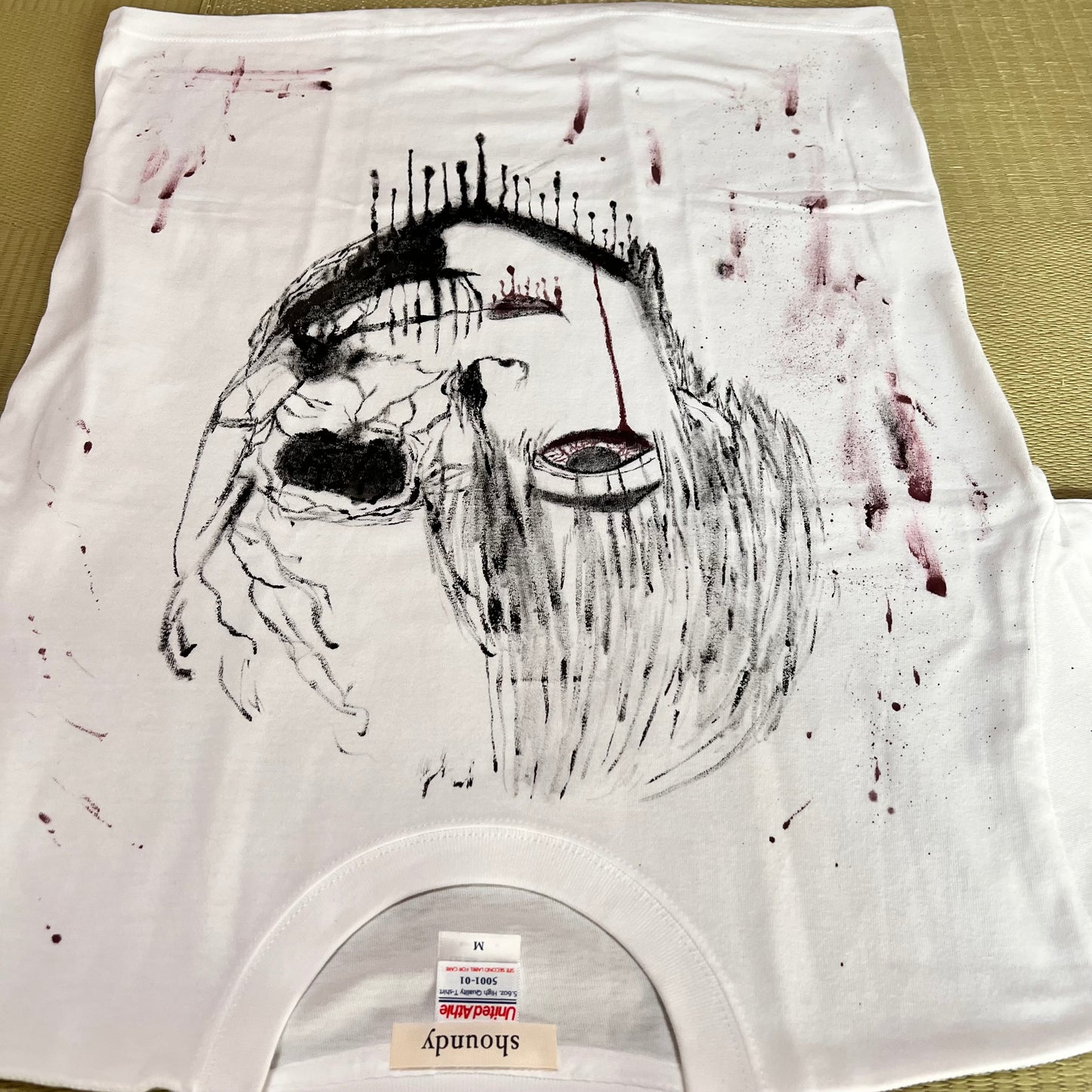 ホラーフェイス ペイントTシャツ / Mサイズ・一点物