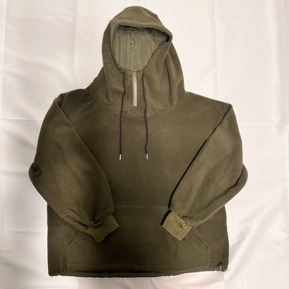 フリースハーフジップフード付きパーカー