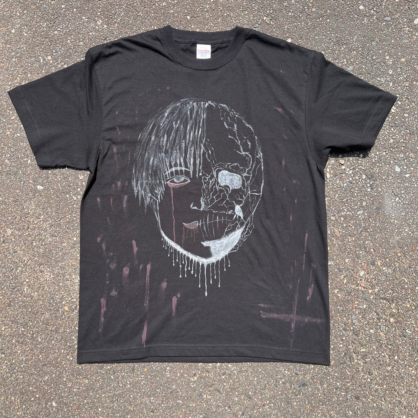 ホラーフェイス ペイントTシャツ / Lサイズ・一点物