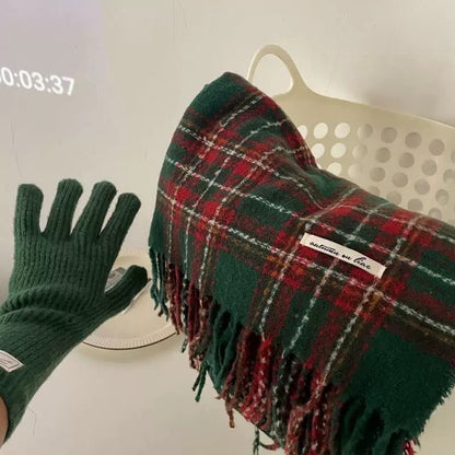 ニットマフラー　クリスマスグリーン