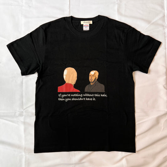 髪の毛無しでダメなら髪を生やす資格はない　Tシャツ