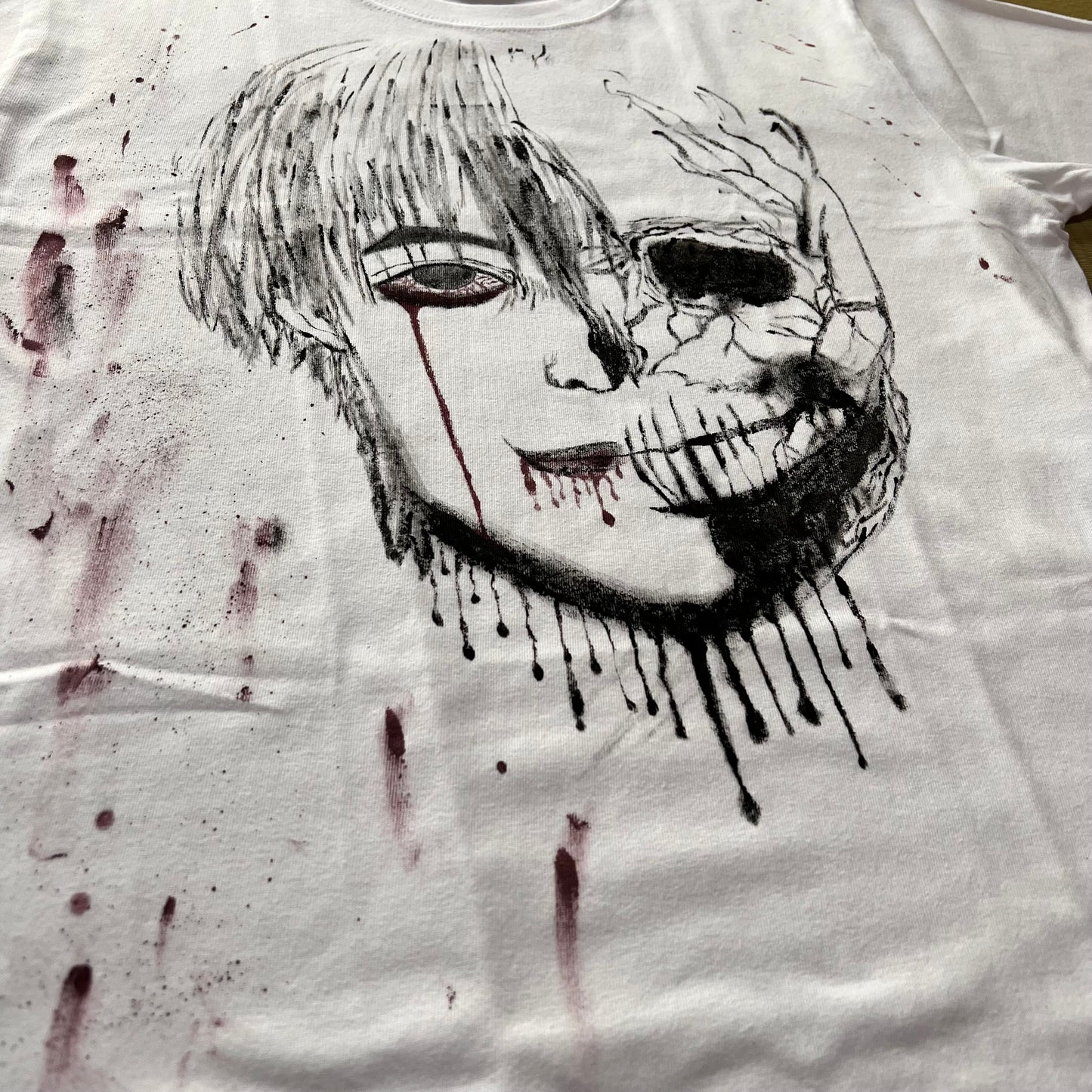 ホラーフェイス ペイントTシャツ / Mサイズ・一点物