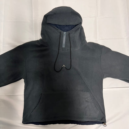 フリースハーフジップフード付きパーカー