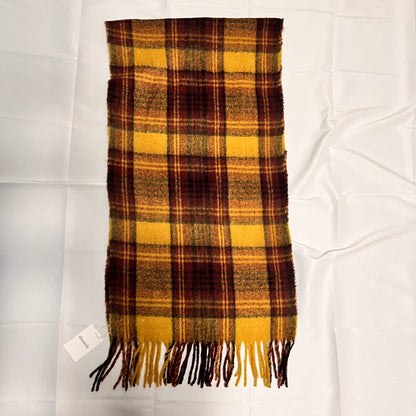 ニットマフラー　イエローレッドチェック柄