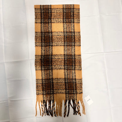 ニットマフラー　ブラウンチェック柄