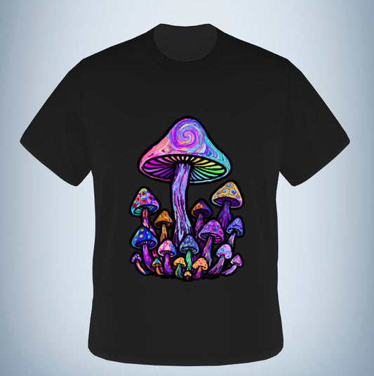 一点物/キノコ柄サイケデリックTシャツ