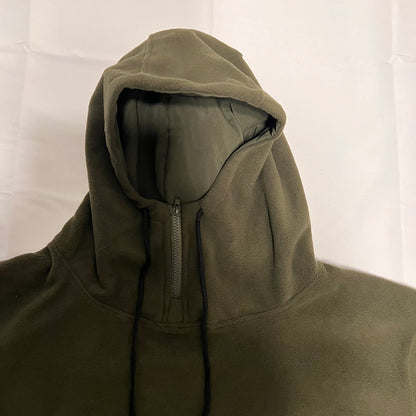 フリースハーフジップフード付きパーカー