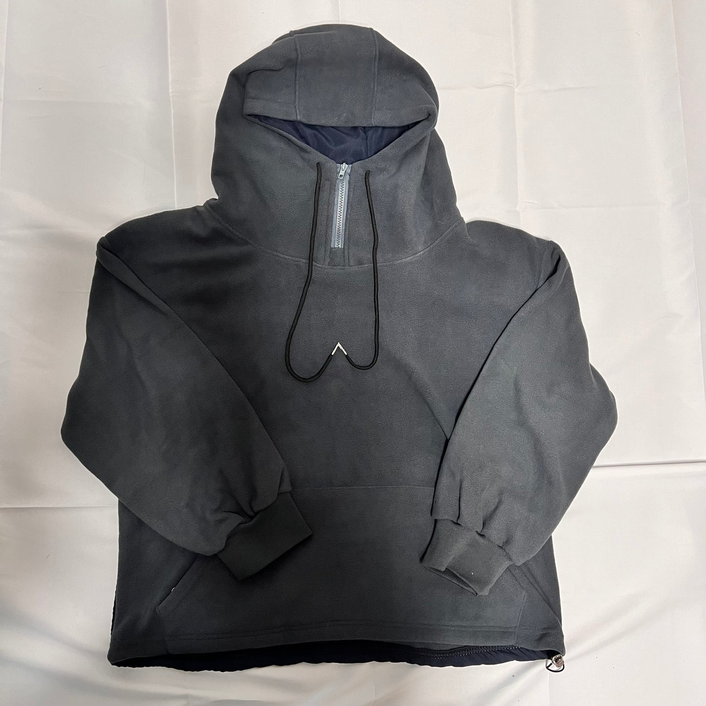 フリースハーフジップフード付きパーカー