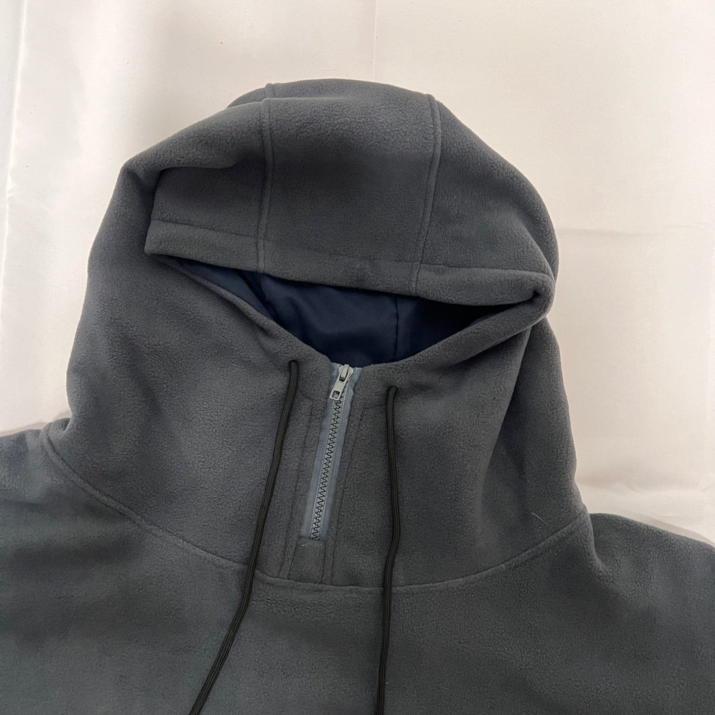 フリースハーフジップフード付きパーカー