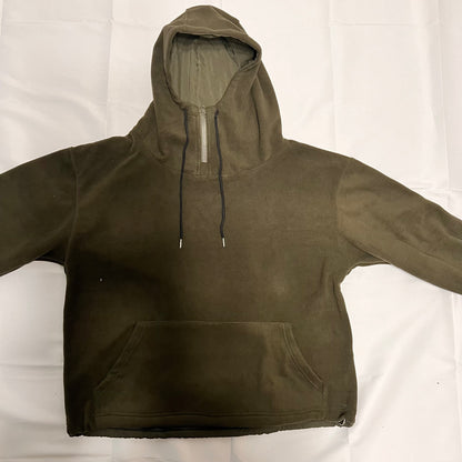 フリースハーフジップフード付きパーカー