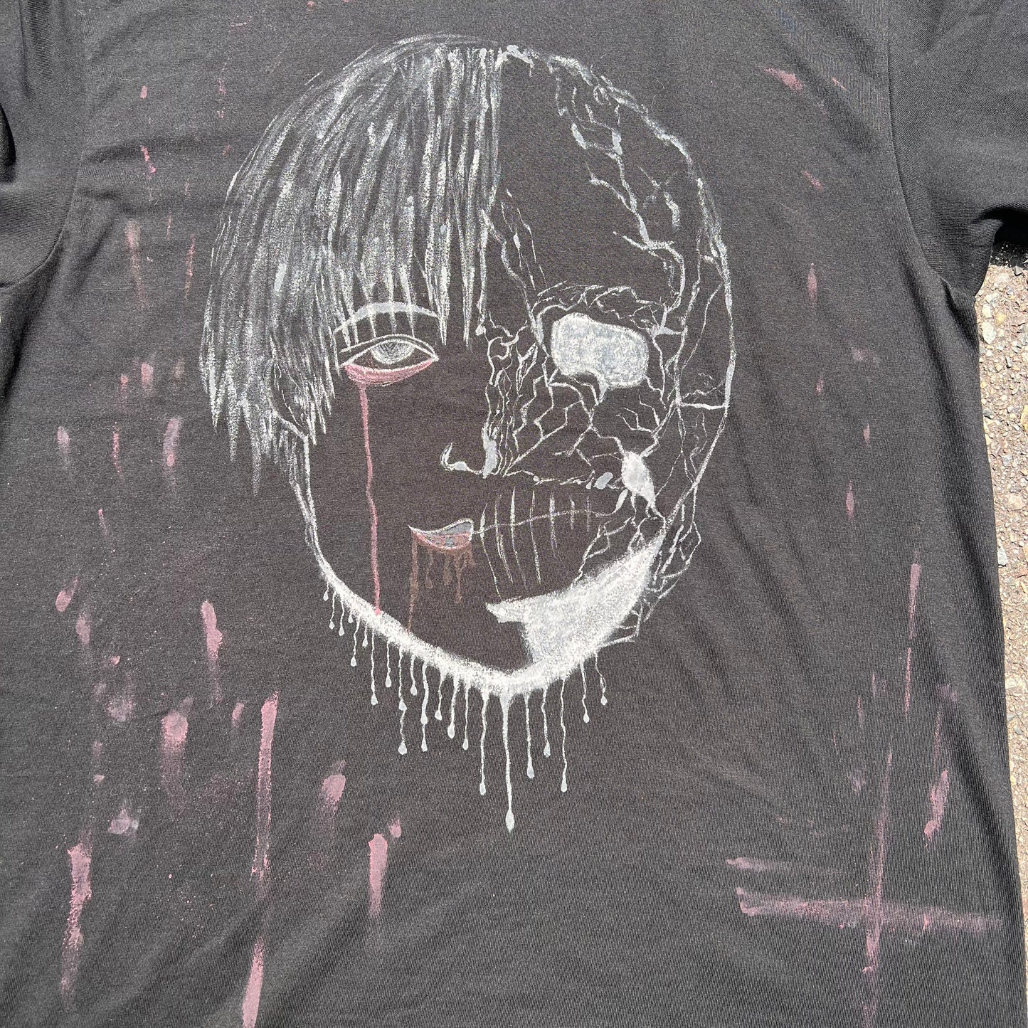 ホラーフェイス ペイントTシャツ / Lサイズ・一点物